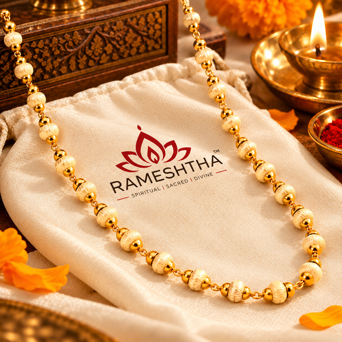 Gold Plated Tulsi Mala