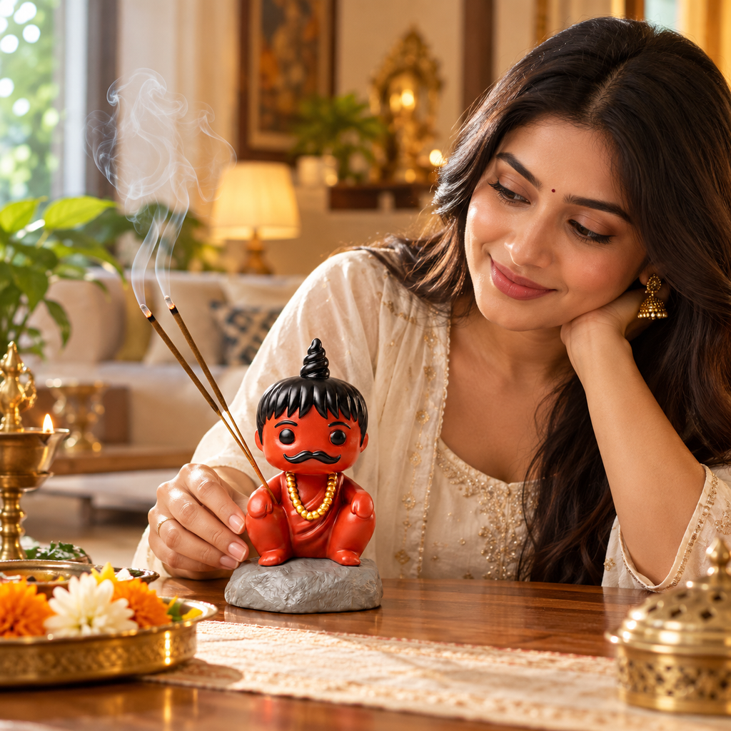 Chota Pandit Ji Incense Stick Holder – 5-Inch Hand-Painted Agarbatti Stand