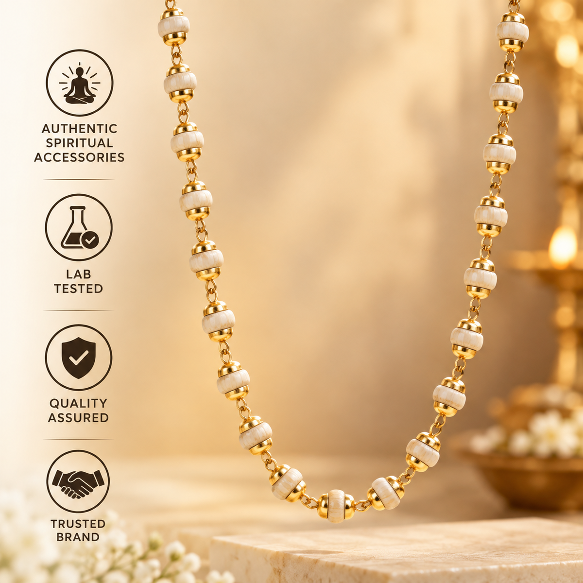 Gold Plated Tulsi Mala