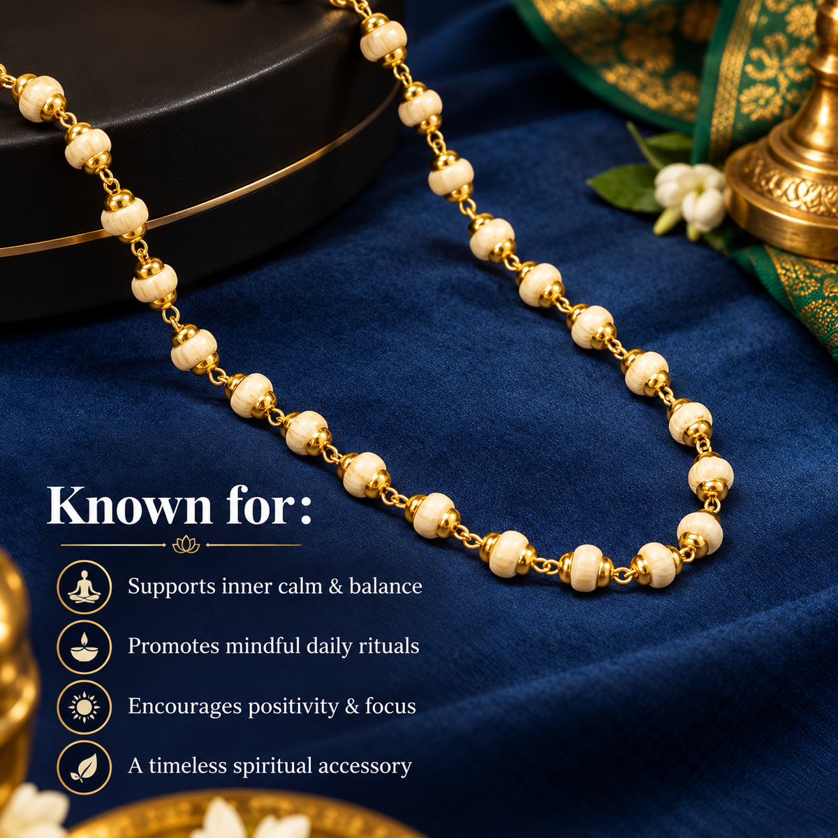 Gold Plated Tulsi Mala
